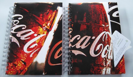 Recycled poster notebooks from a Campaign by Coca Cola in support of the Olympics